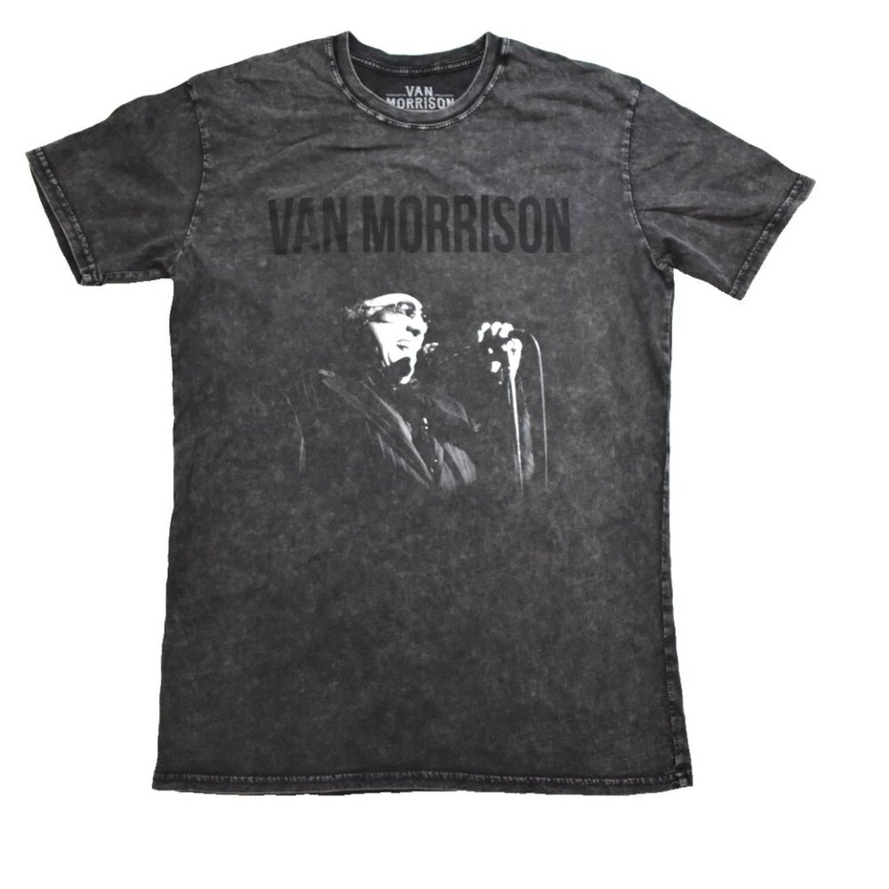 Van Morrison Legendary Music Artist Black Mineral Wash Adult Shirt New Medium
